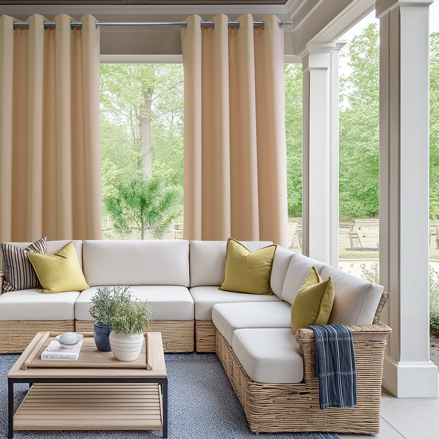 Sand Dune Beige Grommet Villanova Outdoor Curtain