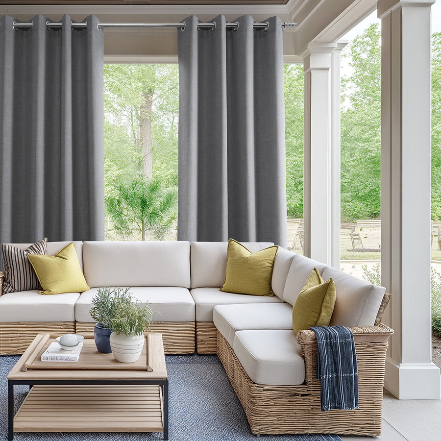 Silver Mist Grommet Villanova Outdoor Curtain