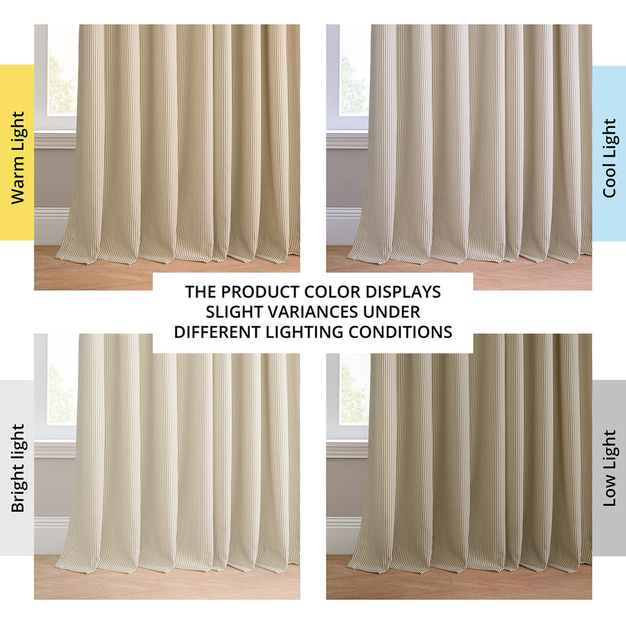 Coastal Beige Thin Striped Grommet Villanova Outdoor Curtain