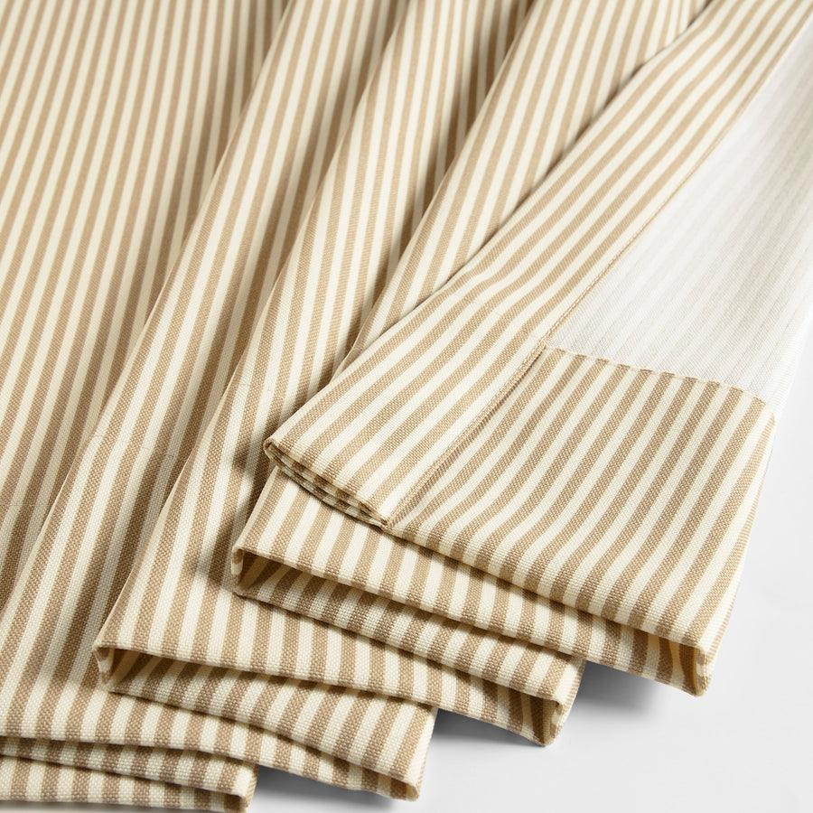 Coastal Beige Thin Striped Grommet Villanova Outdoor Curtain