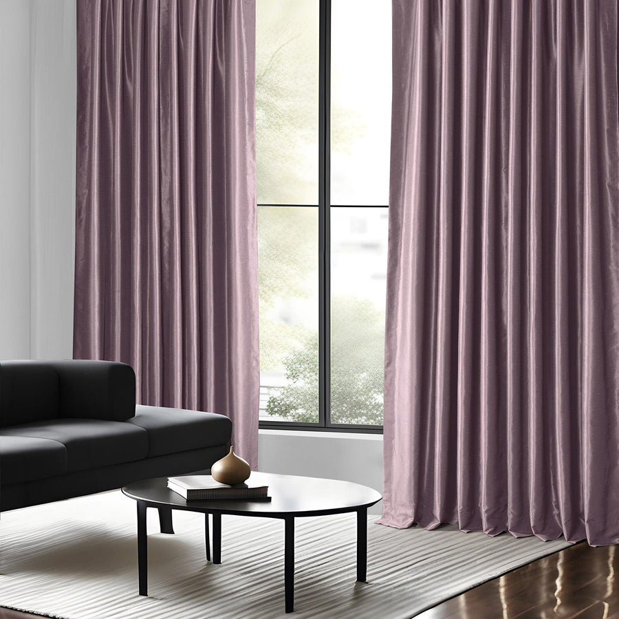 Smokey Plum Vintage Textured Faux Dupioni Silk Custom Curtain