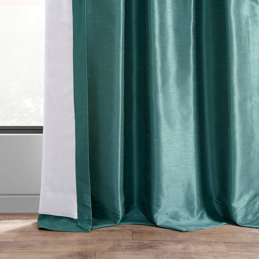 Peacock Grommet Vintage Textured Faux Dupioni Silk Blackout Curtain - HalfPriceDrapes.com