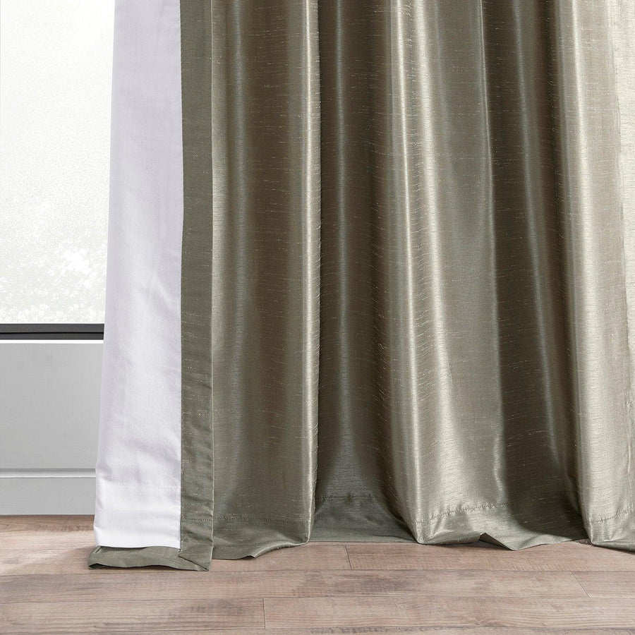 Warm Stone Vintage Textured Faux Dupioni Silk Curtain - HalfPriceDrapes.com