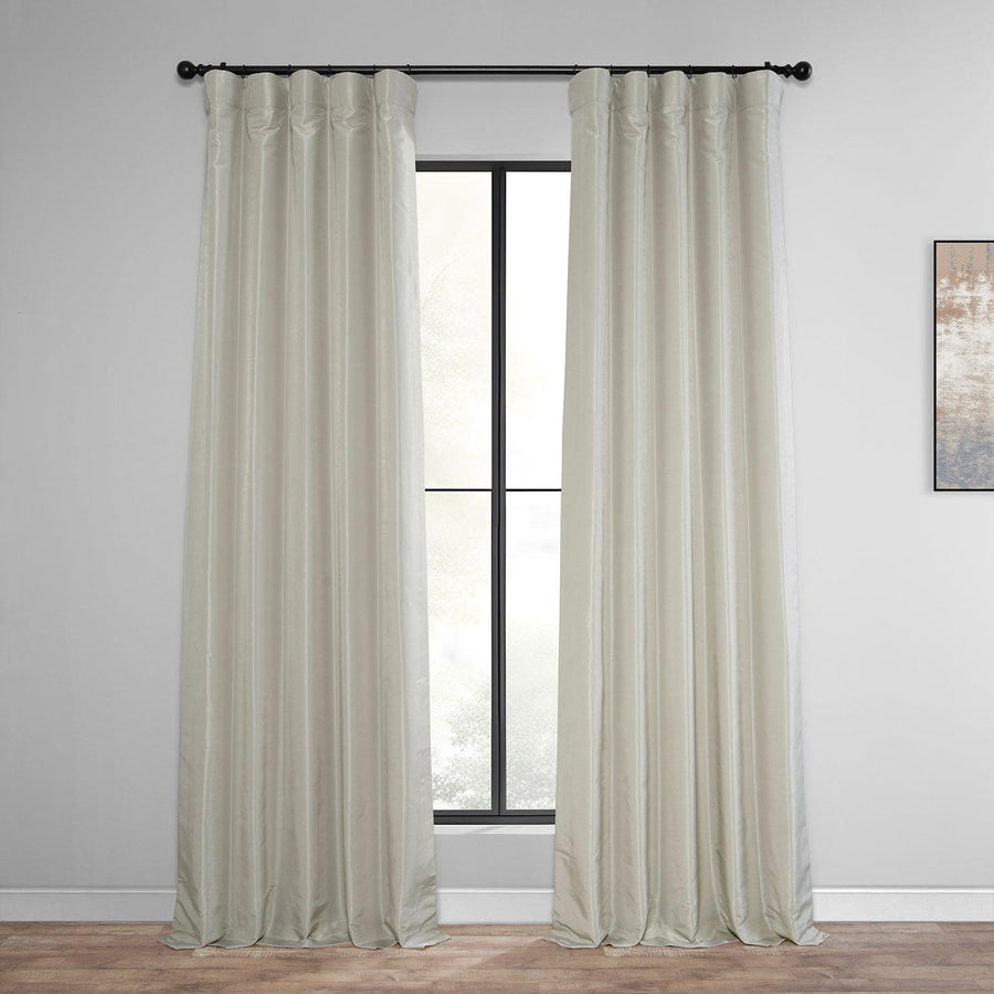 Mist Grey Vintage Textured Faux Dupioni Silk Blackout Curtain