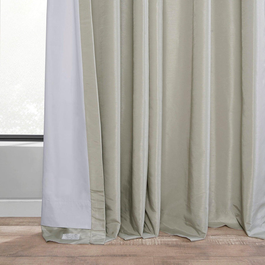 Mist Grey Vintage Textured Faux Dupioni Silk Blackout Curtain