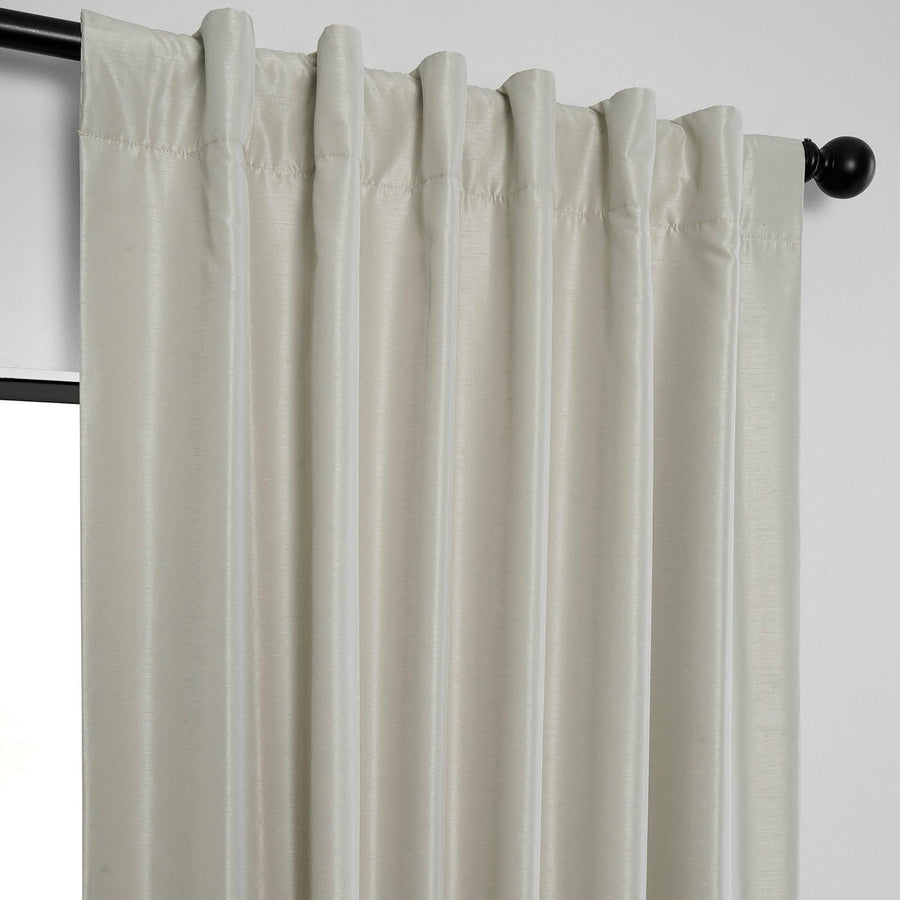 Mist Grey Vintage Textured Faux Dupioni Silk Blackout Curtain