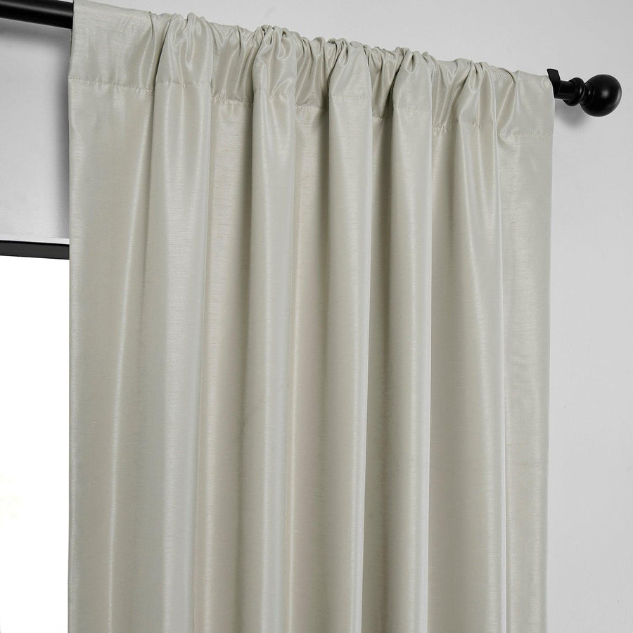 Mist Grey Vintage Textured Faux Dupioni Silk Blackout Curtain