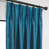 Oceanside Blue French Pleat Vintage Textured Faux Dupioni Silk Blackout Curtain - HalfPriceDrapes.com