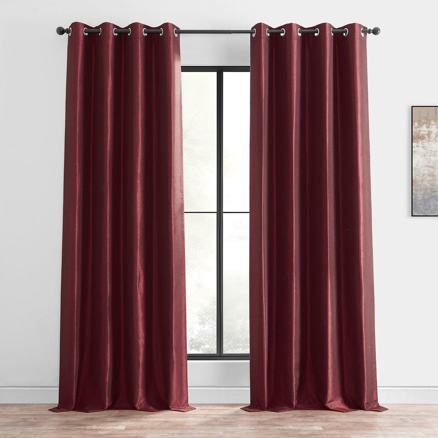 Ruby Grommet Vintage Textured Faux Dupioni Silk Blackout Curtain - HalfPriceDrapes.com