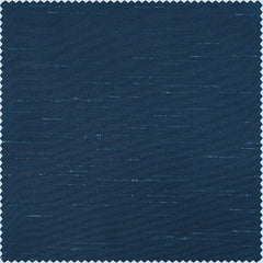 Captain's Blue French Pleat Vintage Textured Faux Dupioni Silk Blackout Curtain