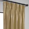 Flax Gold French Pleat Vintage Textured Faux Dupioni Silk Blackout Curtain - HalfPriceDrapes.com