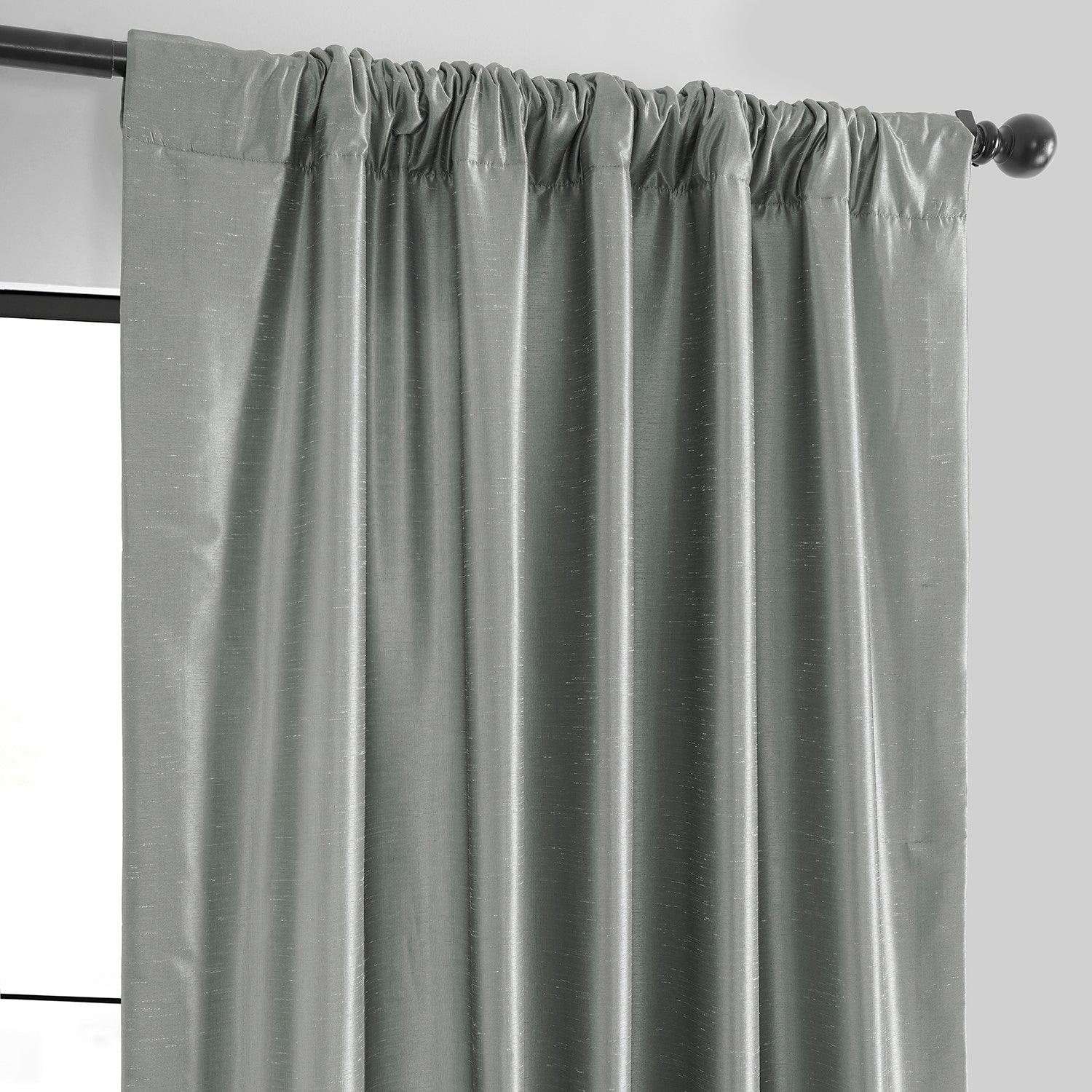 2PC Silver Faux Silk selling Window Curtains