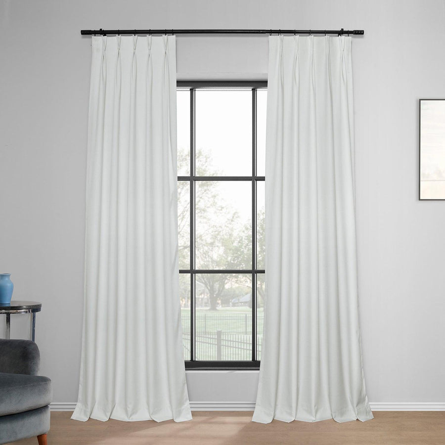 Off White French Pleat Performance Linen Hotel Blackout Curtain