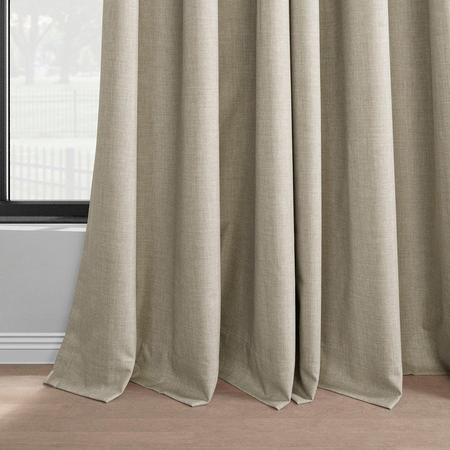 Light Beige French Pleat Performance Linen Hotel Blackout Curtain