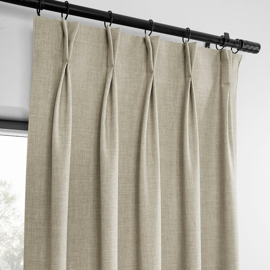 Light Beige French Pleat Performance Linen Hotel Blackout Curtain