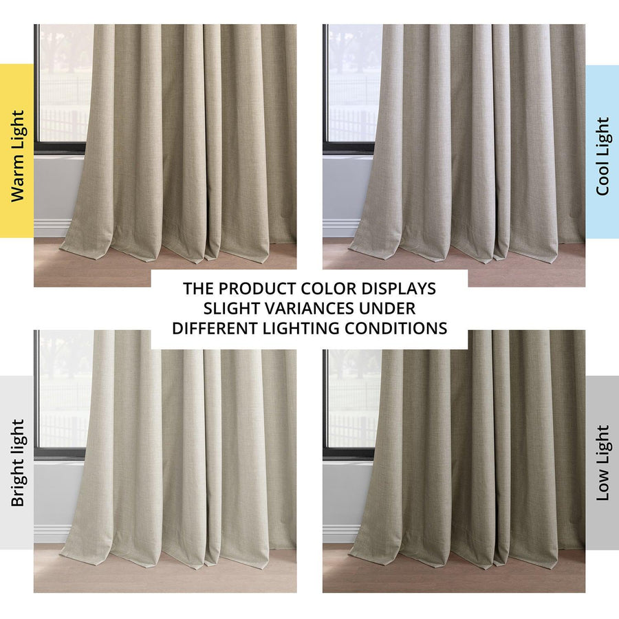 Light Beige French Pleat Performance Linen Hotel Blackout Curtain