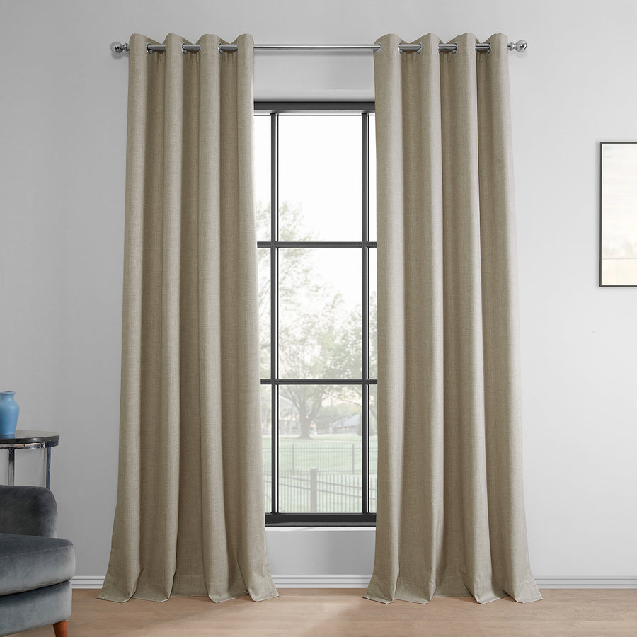 Light Beige Grommet Performance Linen Hotel Blackout Curtain