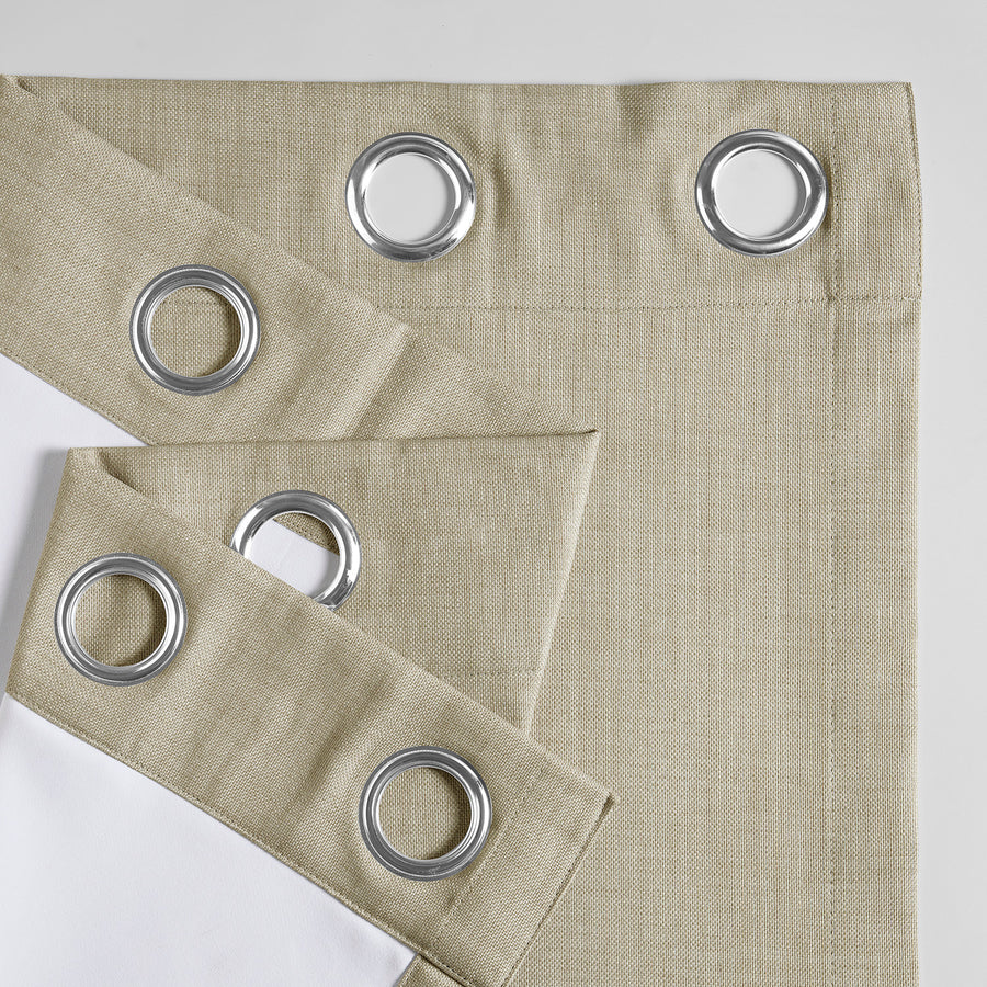 Light Beige Grommet Performance Linen Hotel Blackout Curtain