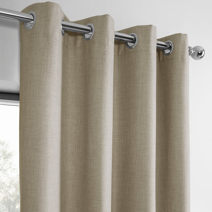 Light Beige Grommet Performance Linen Hotel Blackout Curtain