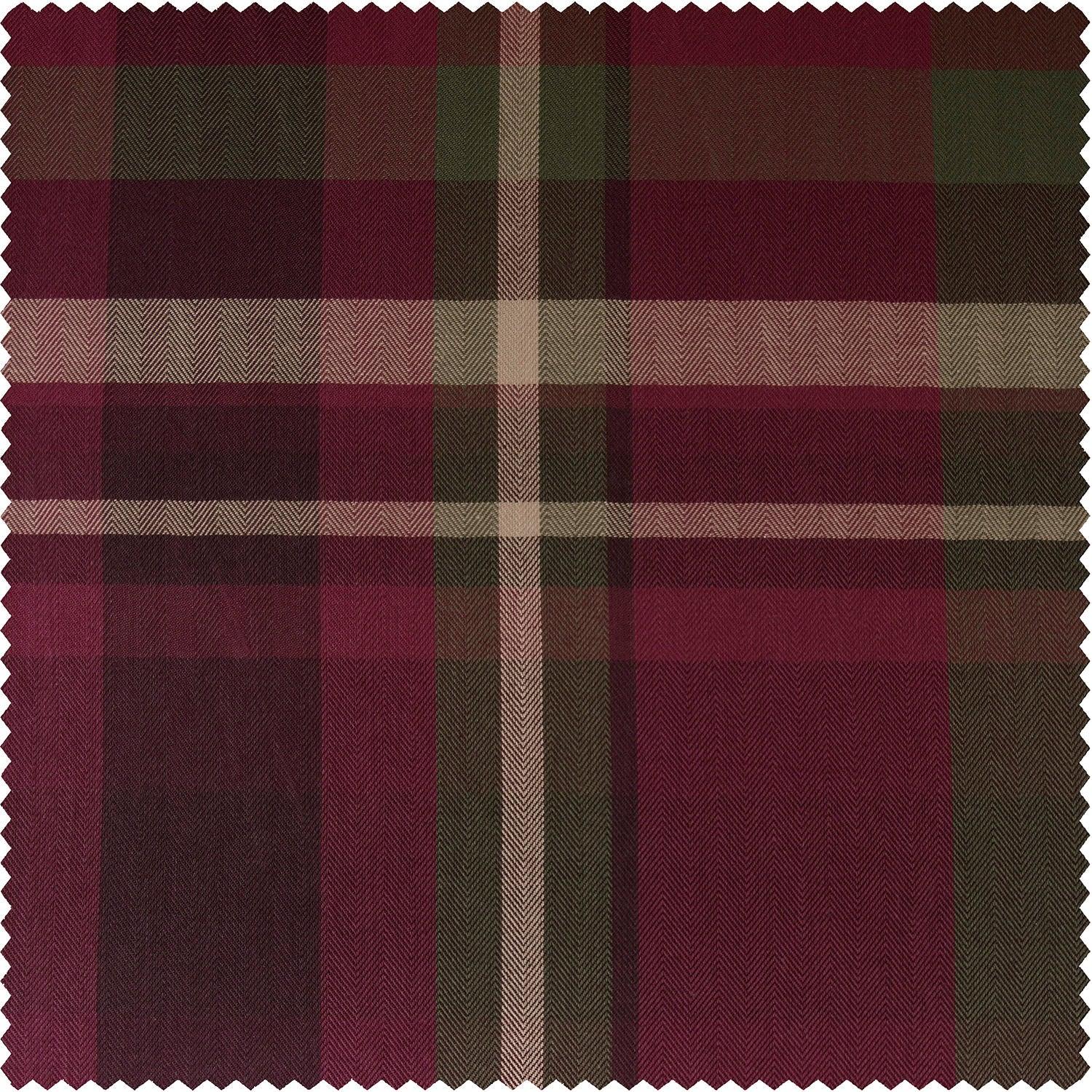 Burgundy Bliss Plaid Heritage Weave Cotton Room Darkening Curtain Pair (2 Panels)