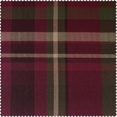 Burgundy Bliss Plaid Heritage Weave Cotton Room Darkening Curtain Pair (2 Panels)