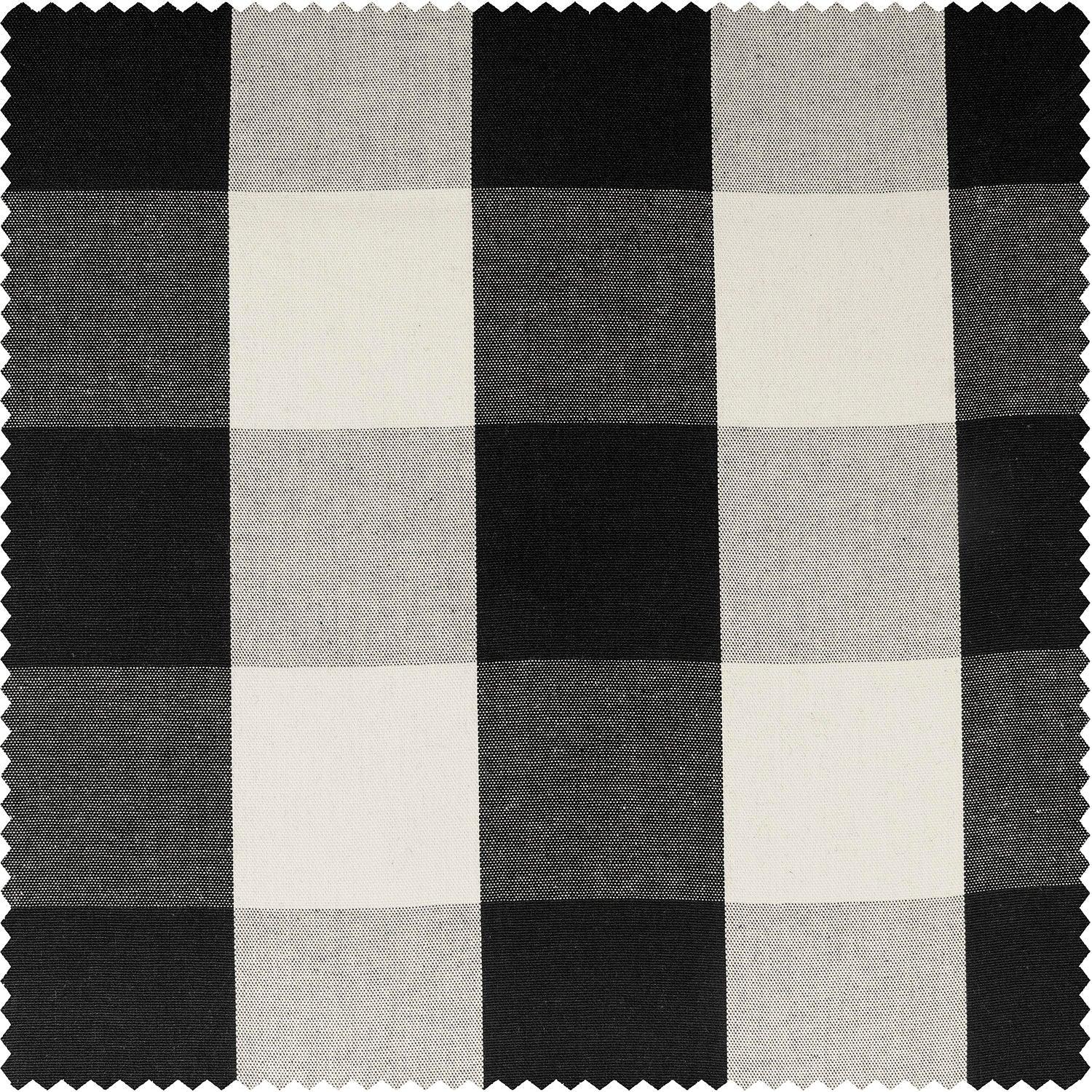 Black & White Buffalo Plaid Heritage Weave Cotton Room Darkening Curtain Pair (2 Panels)