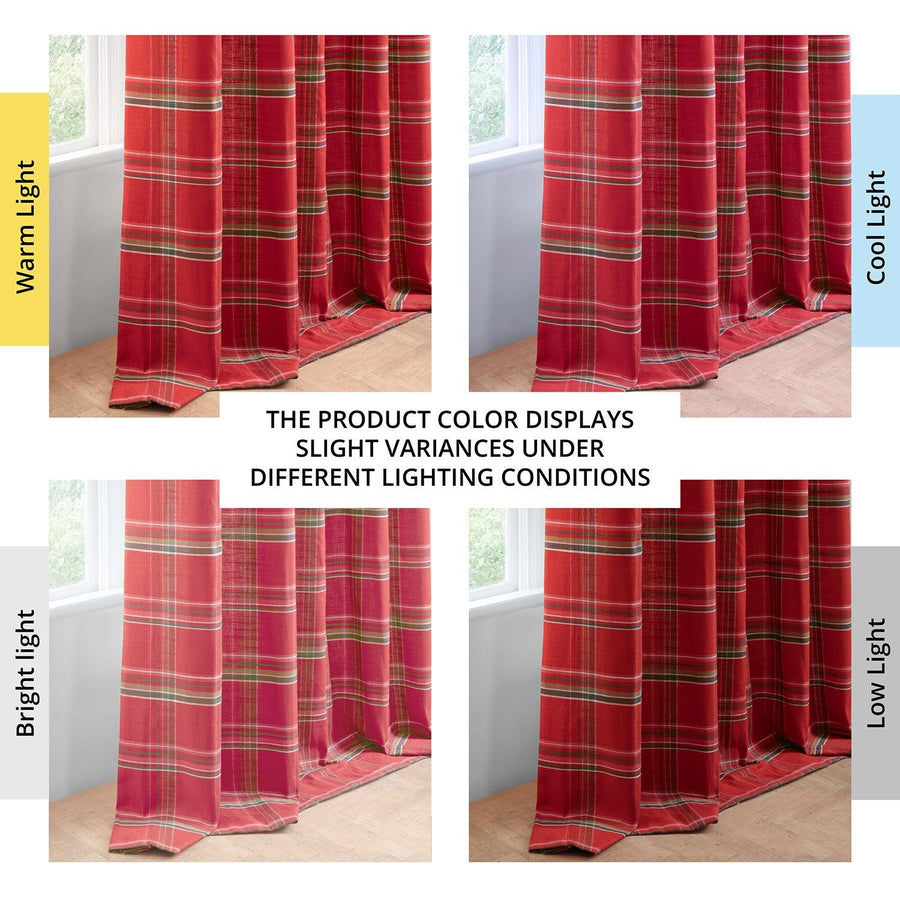 Rustic Red Plaid Heritage Weave Cotton Room Darkening Curtain Pair (2 Panels) - HalfPriceDrapes.com