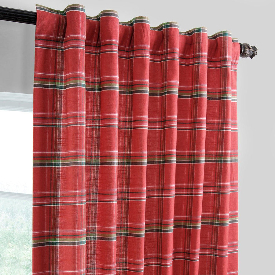 Rustic Red Plaid Heritage Weave Cotton Room Darkening Curtain Pair (2 Panels) - HalfPriceDrapes.com