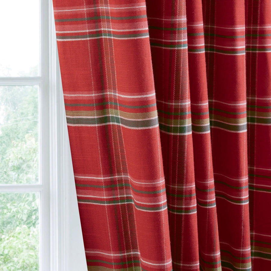 Rustic Red Plaid Heritage Weave Cotton Room Darkening Curtain Pair (2 Panels) - HalfPriceDrapes.com