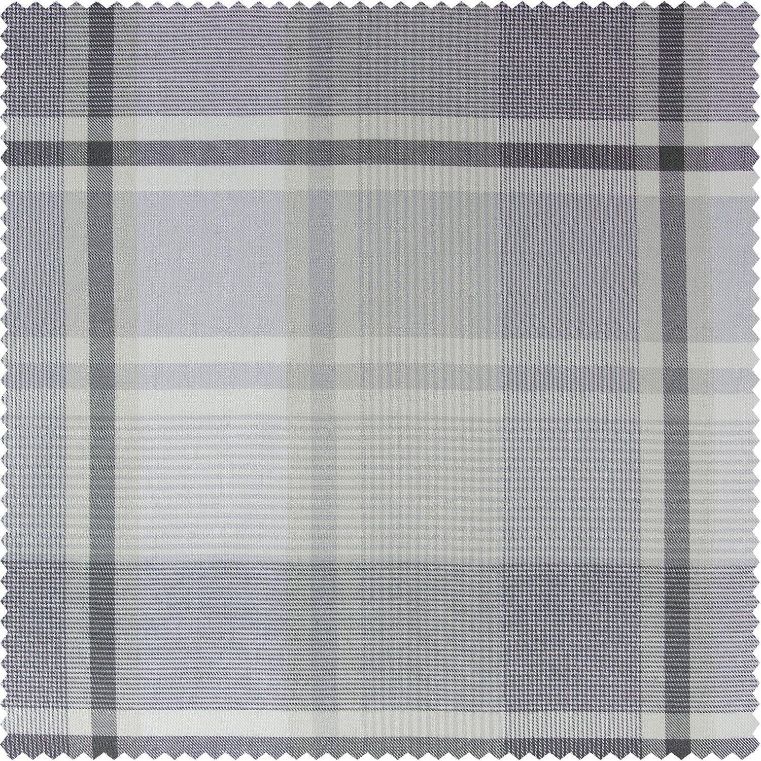 Misty Glen Grey Plaid Heritage Weave Cotton Room Darkening Curtain Pair (2 Panels)