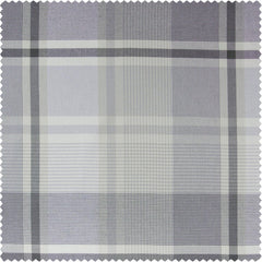 Misty Glen Grey Plaid Heritage Weave Cotton Room Darkening Curtain Pair (2 Panels)