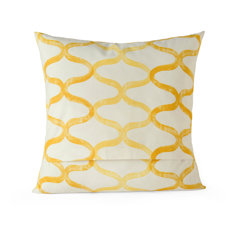 Illusions Yellow Geometric Printed Cotton Cushion Covers - Pair