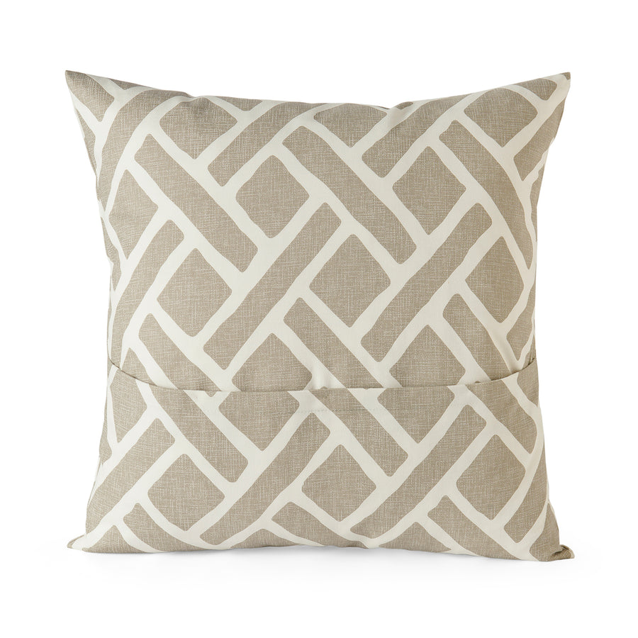 Martinique Taupe Geometric Printed Cotton Cushion Covers - Pair