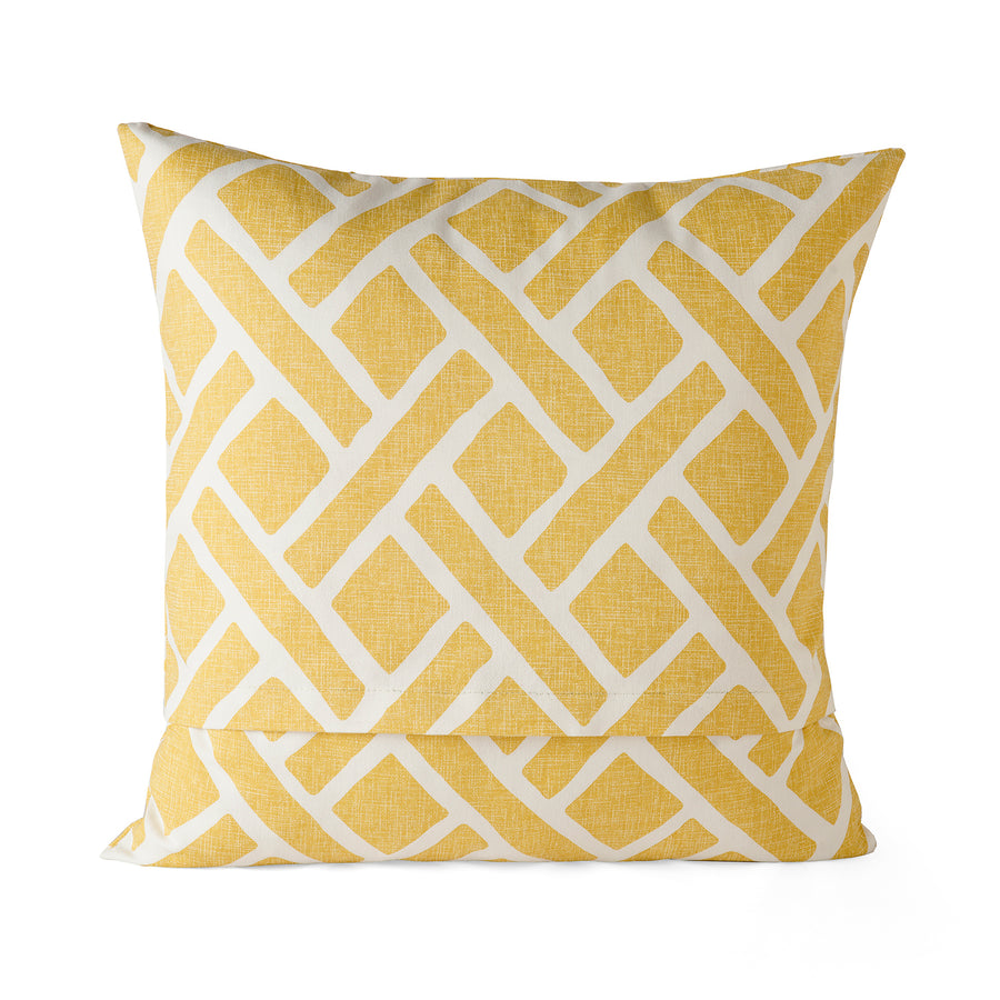 Martinique Yellow Geometric Printed Cotton Cushion Covers - Pair