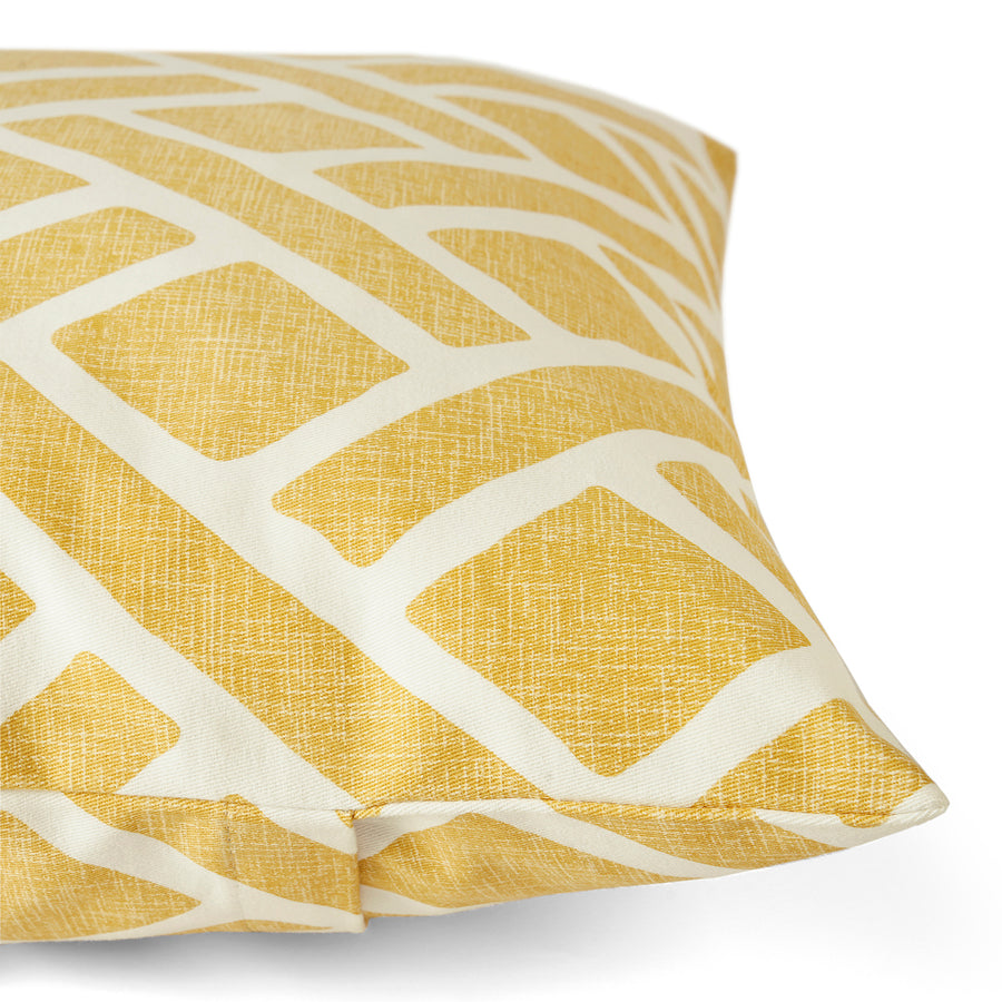 Martinique Yellow Geometric Printed Cotton Cushion Covers - Pair