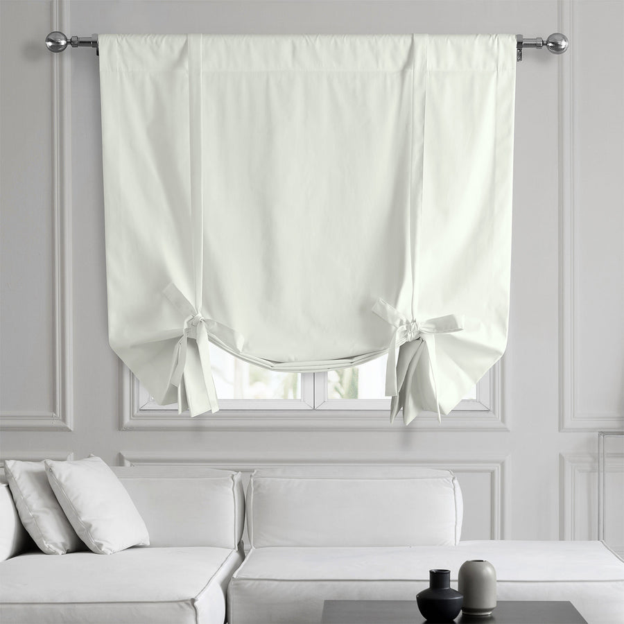 Fresh Popcorn Solid Cotton Tie-Up Window Shade