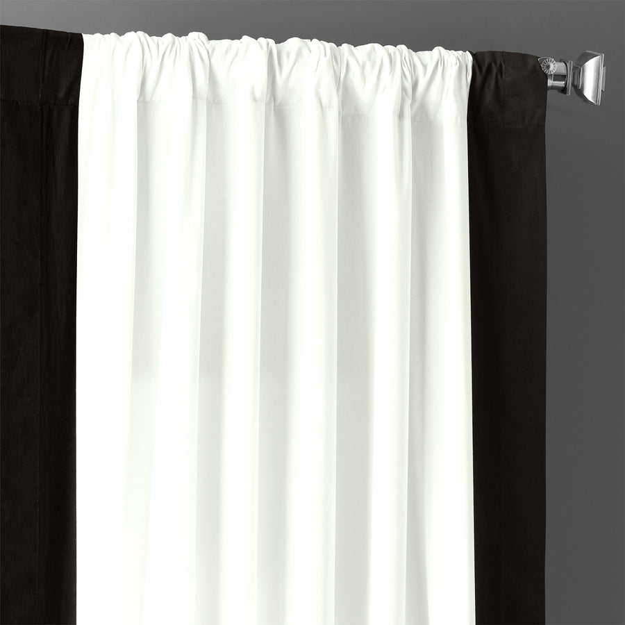 Fresh Popcorn & Black Bordered Vertical Printed Cotton Curtain