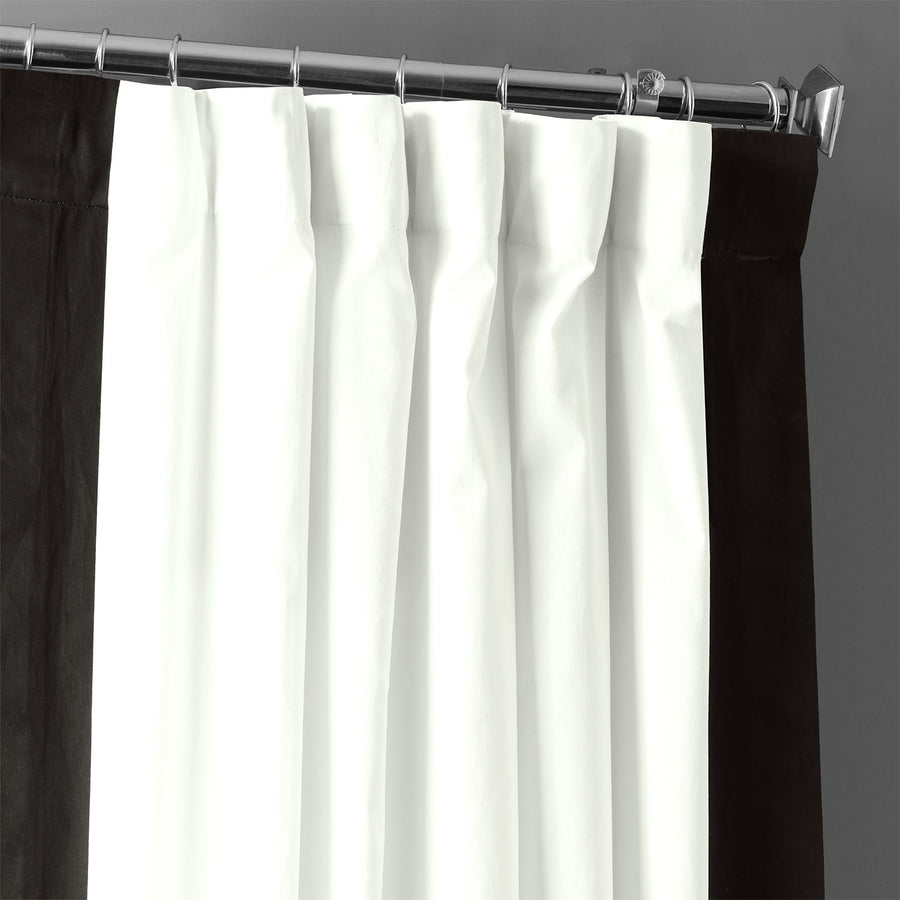 Fresh Popcorn & Black Bordered Vertical Printed Cotton Curtain