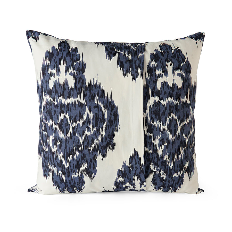 Ikat Blue Emblem Printed Cotton Cushion Covers - Pair