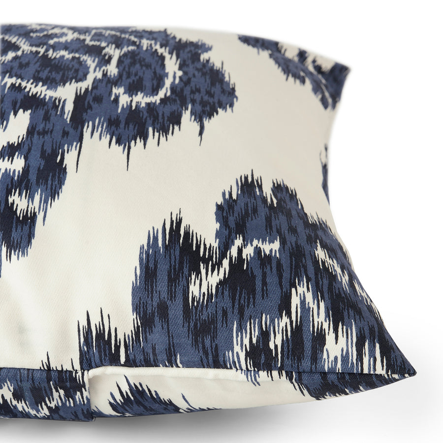 Ikat Blue Emblem Printed Cotton Cushion Covers - Pair