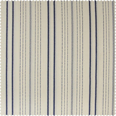 Seaside Striped Blue Linear Cotton Light Filtering Curtain Pair (2 Panels)