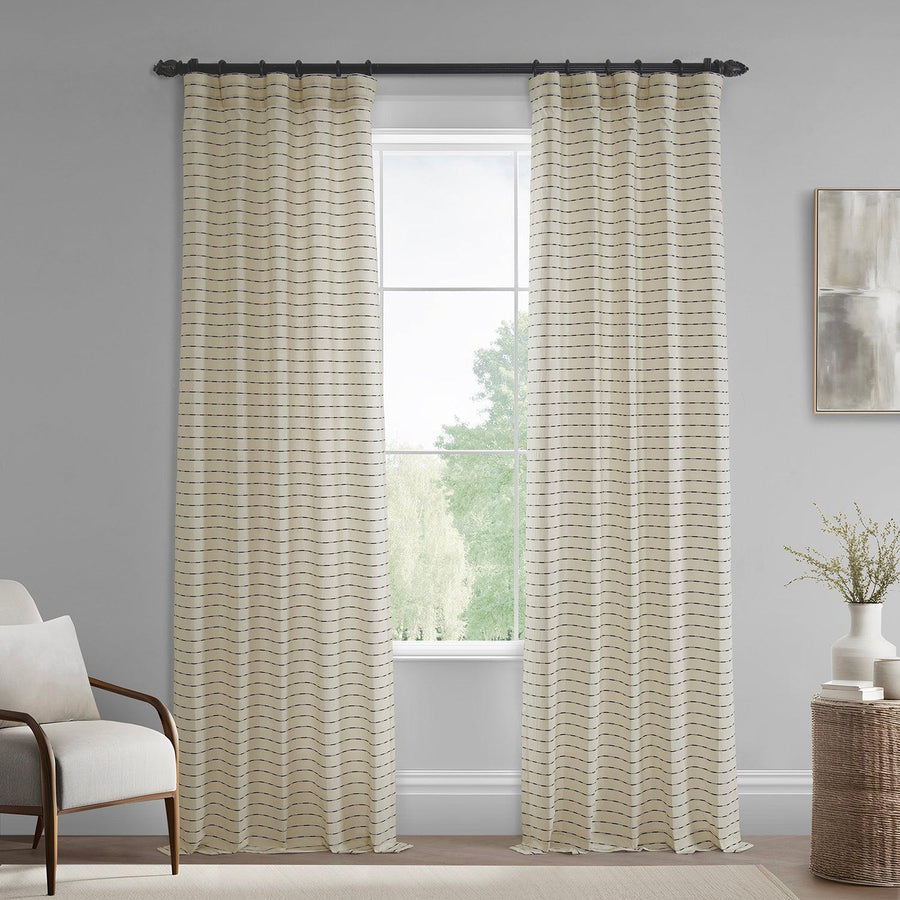 Sailors Striped Blue Linear Cotton Light Filtering Curtain Pair (2 Panels) - HalfPriceDrapes.com