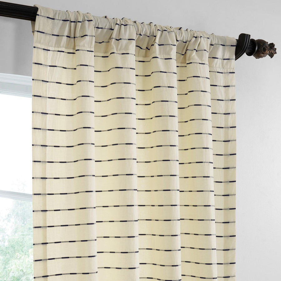 Sailors Striped Blue Linear Cotton Light Filtering Curtain Pair (2 Panels) - HalfPriceDrapes.com