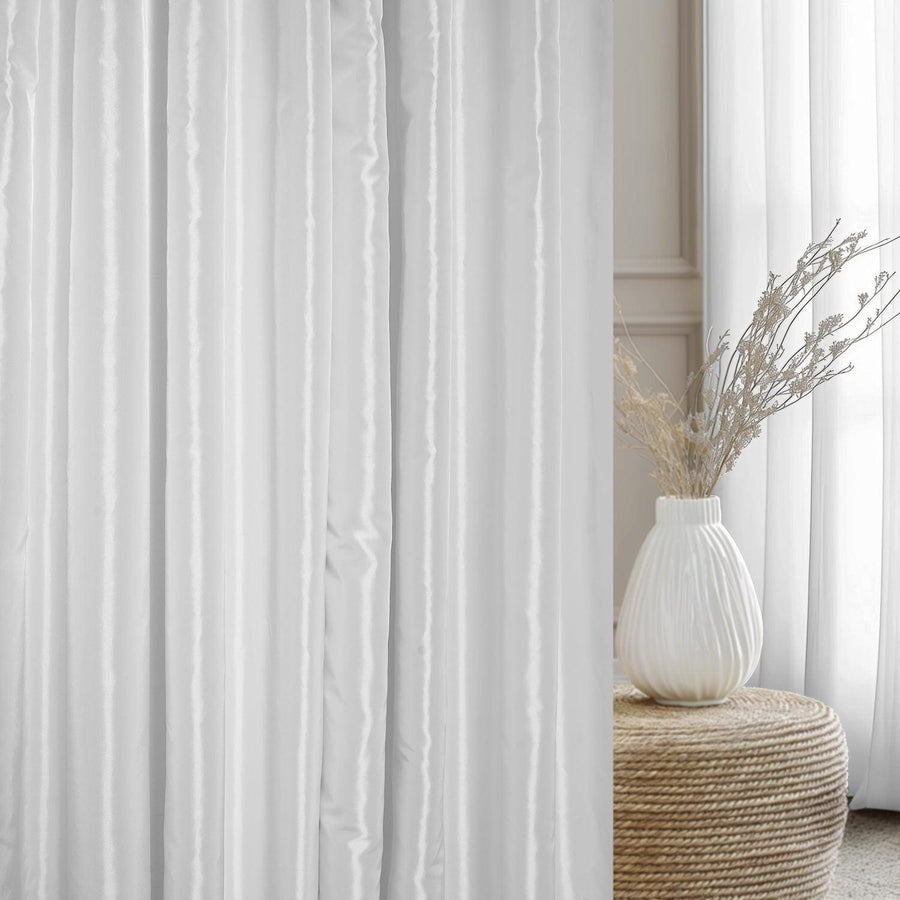 Eggshell French Pleat Faux Silk Taffeta Blackout Curtain - HalfPriceDrapes.com