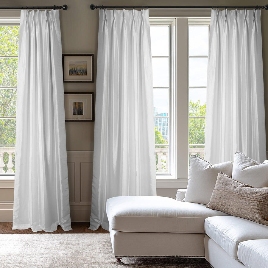 Eggshell French Pleat Faux Silk Taffeta Blackout Curtain - HalfPriceDrapes.com