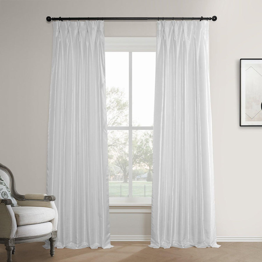 Eggshell French Pleat Faux Silk Taffeta Blackout Curtain - HalfPriceDrapes.com