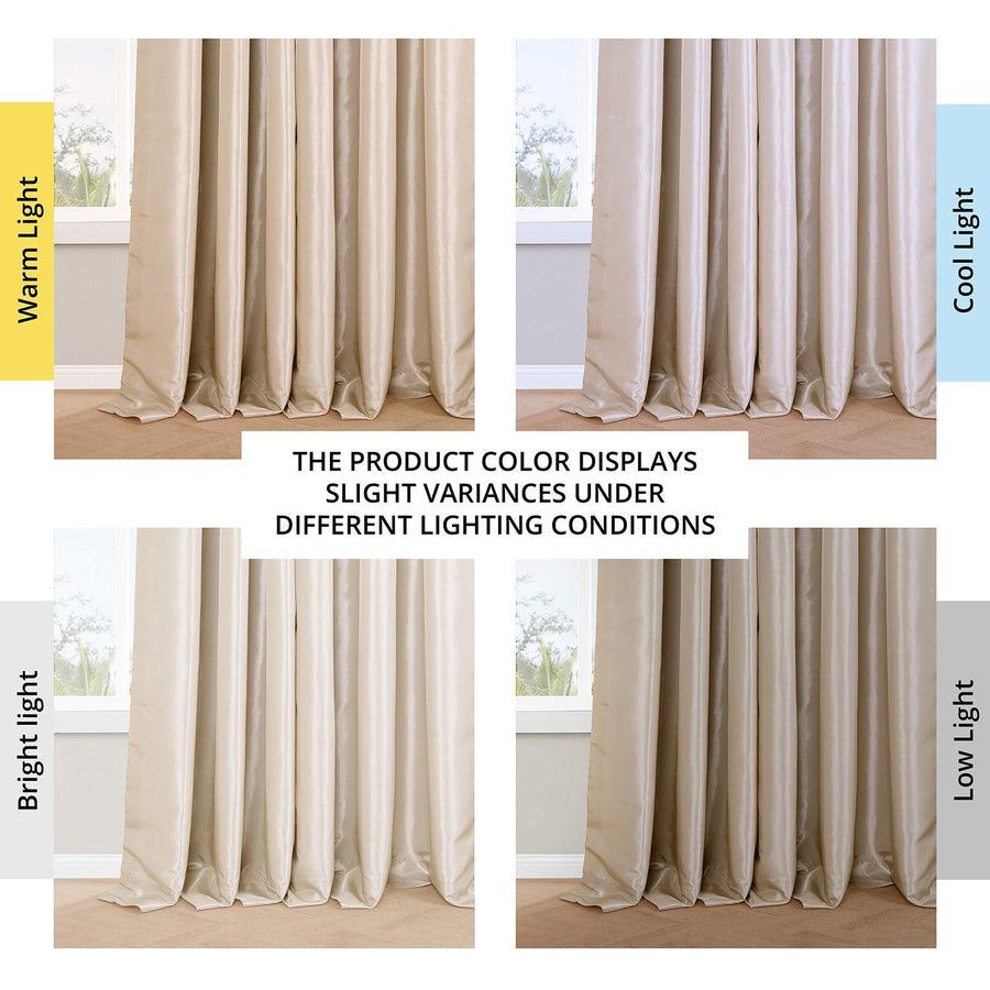 Antique Beige French Pleat Faux Silk Taffeta Blackout Curtain - HalfPriceDrapes.com