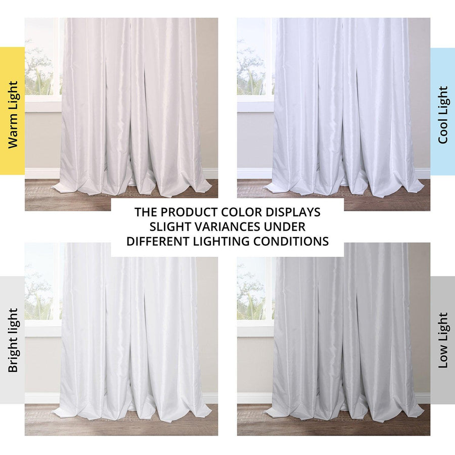 White Solid Faux Silk Taffeta Room Darkening Curtain - HalfPriceDrapes.com