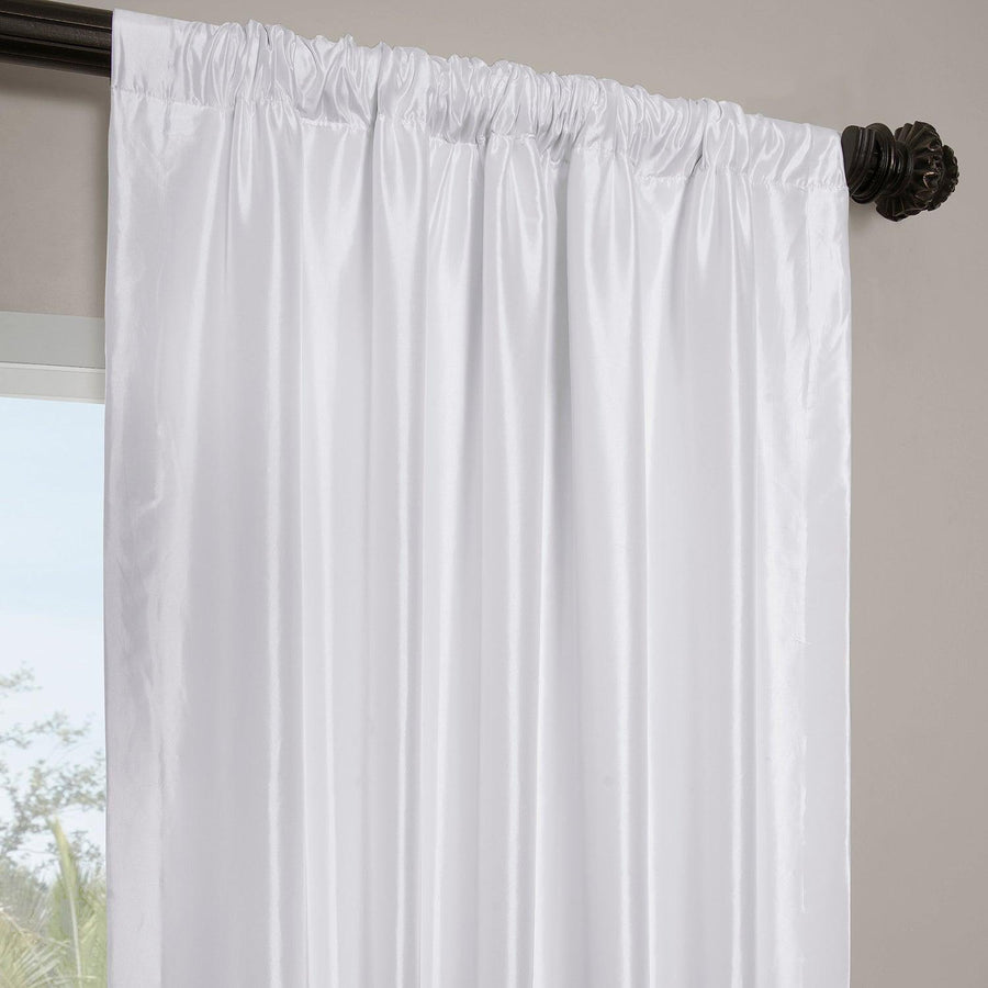 White Solid Faux Silk Taffeta Room Darkening Curtain - HalfPriceDrapes.com
