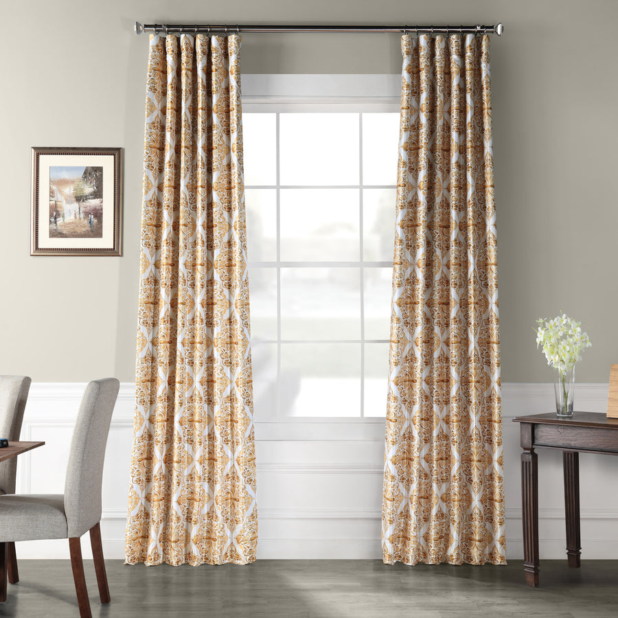 Tiera Gold Damask Blackout Curtain